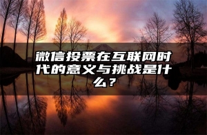 微信投票在互联网时代的意义与挑战是什么？