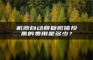 机器自动回复微信投票的费用是多少？