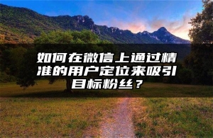 如何在微信上通过精准的用户定位来吸引目标粉丝？