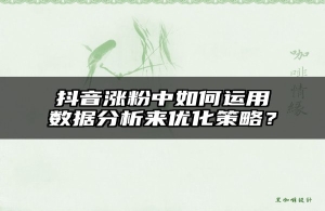 抖音涨粉中如何运用数据分析来优化策略？