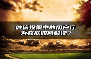 微信投票中的用户行为数据如何解读？