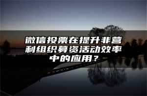 微信投票在提升非营利组织募资活动效率中的应用？