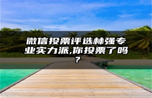 微信投票评选林强专业实力派,你投票了吗？