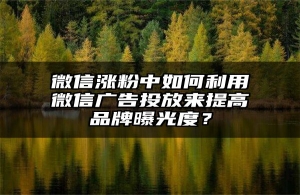 微信涨粉中如何利用微信广告投放来提高品牌曝光度？