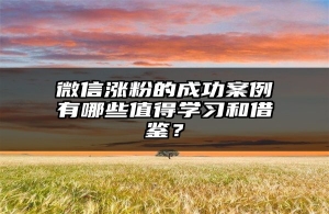 微信涨粉的成功案例有哪些值得学习和借鉴？