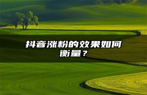 抖音涨粉的效果如何衡量？