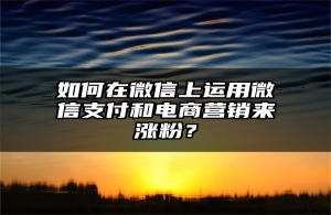 如何在微信上运用微信支付和电商营销来涨粉？