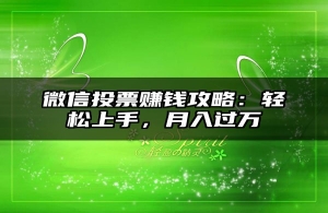 微信投票赚钱攻略：轻松上手，月入过万