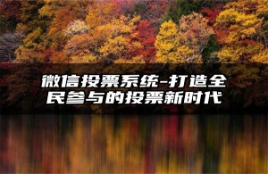 微信投票系统-打造全民参与的投票新时代