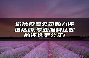 微信投票公司助力评选活动,专业服务让您的评选更公正!