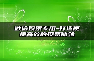 微信投票专用-打造便捷高效的投票体验