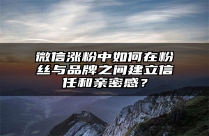 微信涨粉中如何在粉丝与品牌之间建立信任和亲密感？