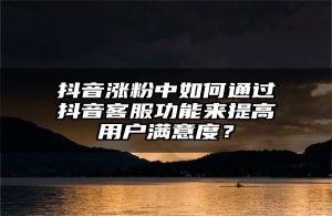 抖音涨粉中如何通过抖音客服功能来提高用户满意度？