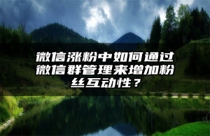 微信涨粉中如何通过微信群管理来增加粉丝互动性？