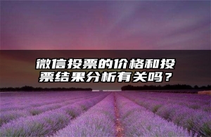 微信投票的价格和投票结果分析有关吗？