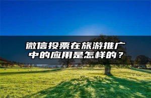 微信投票在旅游推广中的应用是怎样的？