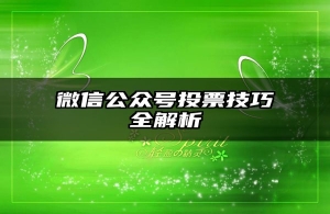 微信公众号投票技巧全解析