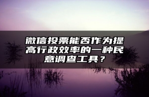 微信投票能否作为提高行政效率的一种民意调查工具？