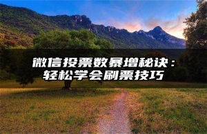 微信投票数暴增秘诀：轻松学会刷票技巧