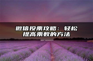 微信投票攻略：轻松提高票数的方法