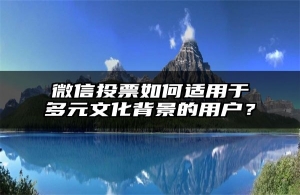 微信投票如何适用于多元文化背景的用户？