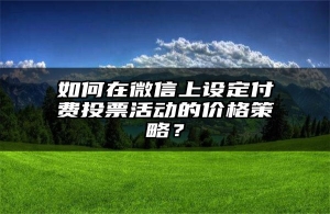 如何在微信上设定付费投票活动的价格策略？