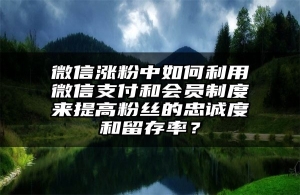 微信涨粉中如何利用微信支付和会员制度来提高粉丝的忠诚度和留存率？