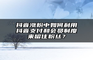 抖音涨粉中如何利用抖音支付和会员制度来留住粉丝？