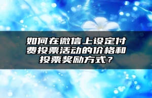 如何在微信上设定付费投票活动的价格和投票奖励方式？